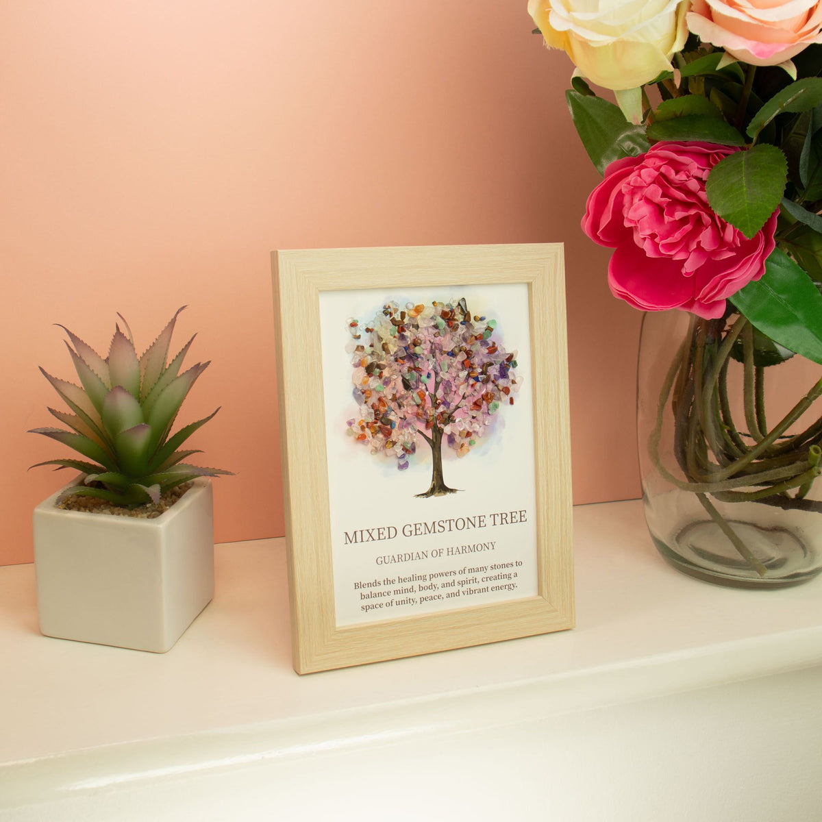 Mixed Gemstone Tree of Life Picture (20 x 14.7 cm)