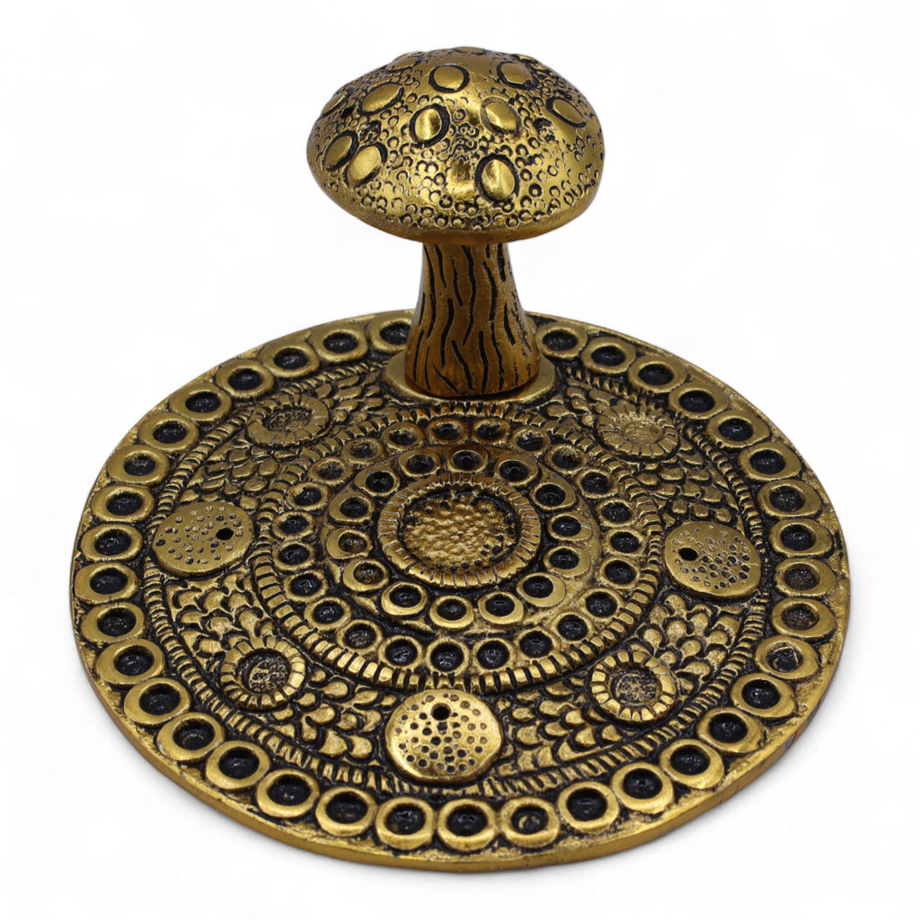 Mushroom Plate Incense Holder - Brass Effect