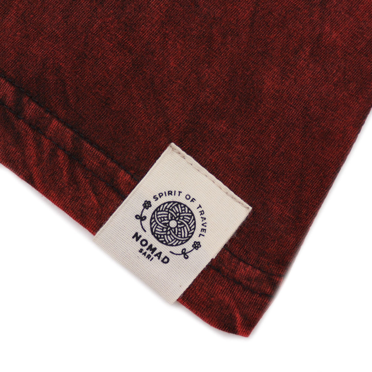 Nomad Sari Stonewashed Cotton T-Shirt – Mandala – Maroon – Small