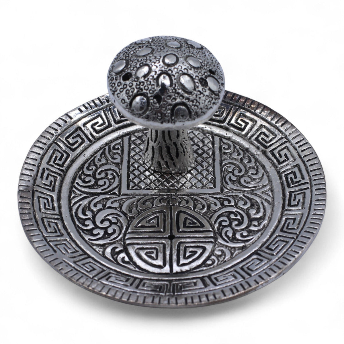 Mushroom Plate Incense Holder - Silver Effect