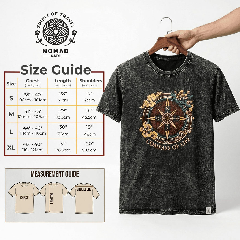 Nomad Sari Stonewashed Cotton T-Shirt - Sun & Zodiac - Brown - Large